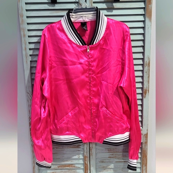 Urban Groove Jackets & Blazers - URBAN GROOVE Pink Satin Retro Bomber Baseball JACKET Women's Size Adult Large